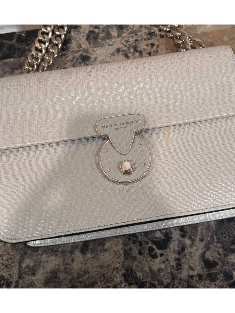 Henri Bendel Warren Street Ivory Textured Leather Flap Bag - Picture 4 of 16